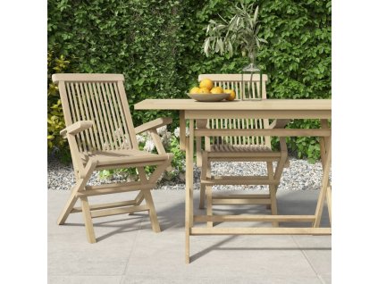 Skládací zahradní židle 2 ks šedé 56 x 61 x 89 cm masivní teak 362764