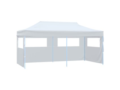 Skládací nůžkový stan s bočními stěnami 3 x 6 m ocel bílý 48863