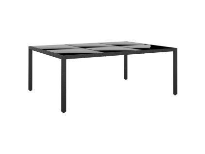 Zahradní stůl 200 x 150 x 75 cm tvrzené sklo a polyratan černý 310586