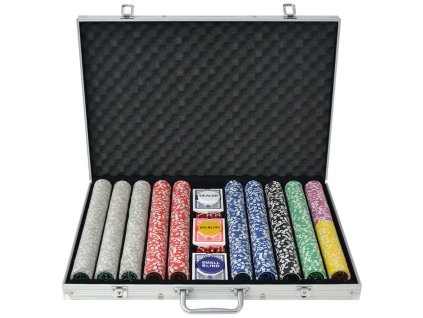 Poker set s 1000 laserovými žetony hliník 80185