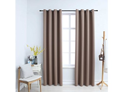 Zatemňovací závěsy s kovovými kroužky 2 ks taupe 140 x 245 cm 134436