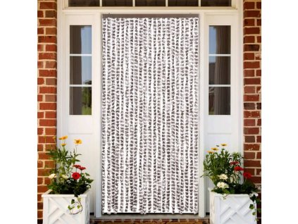 Závěs proti hmyzu taupe a bílý 90 x 220 cm Chenille 325461