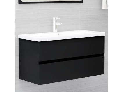 Skříňka pod umyvadlo černá 90 x 38,5 x 45 cm kompozitní dřevo 804756