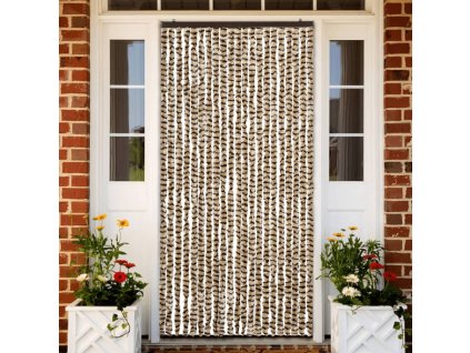 Závěs proti hmyzu béžový a hnědý 90 x 220 cm Chenille 325449