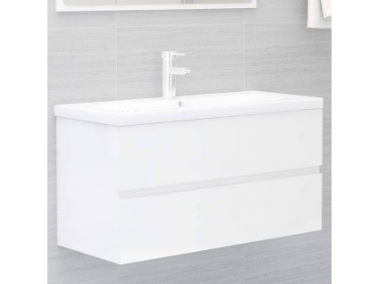 Skříňka pod umyvadlo bílá lesklá 90x38,5x45 cm kompozitní dřevo 804761