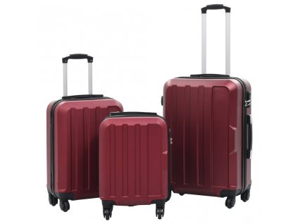 Sada skořepinových kufrů na kolečkách 3 ks vínová ABS