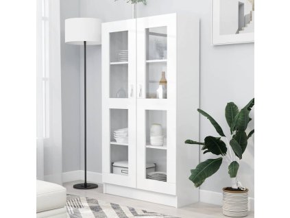 Prosklená skříň bílá 82,5 x 30,5 x 150 cm kompozitní dřevo 802759