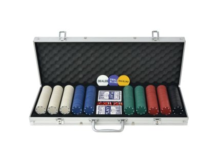 Poker set s 500 žetony z hliníku 80180