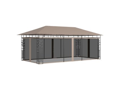 Altán s moskytiérou 6 x 3 x 2,73 m taupe 180 g/m² 312253