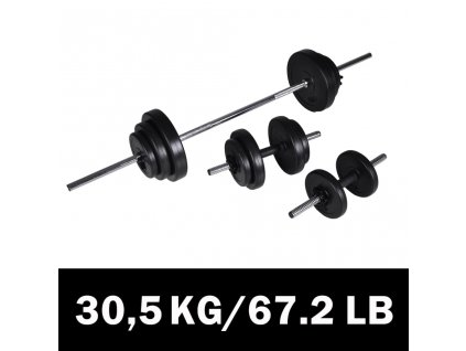 Set 2 činek + vzpěračská činka 30,5 kg 90377