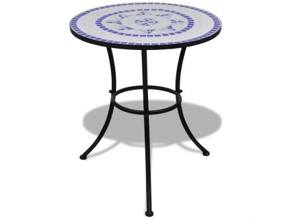 Bistro stolek modrý a bílý 60 cm mozaika 41530