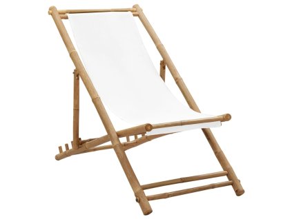 Zahradní lehátko bambus a plátno 41491