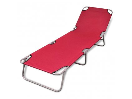 Skládací opalovací lehátko práškovaná ocel červené 41479