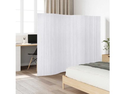 Paraván bambusový bílý šířka 250 cm výška 165 cm 241670