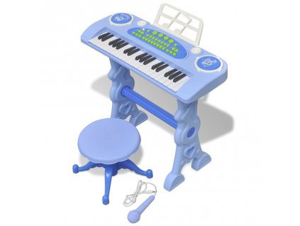Dětské klávesy se stoličkou a mikrofonem 37 kláves modré