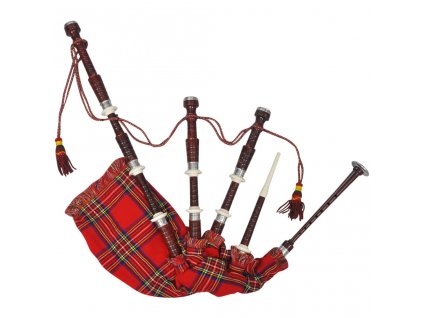 Skotské dudy horalské červený Royal Steward tartan