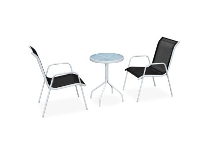3dílný bistro set ocelový černý 43314