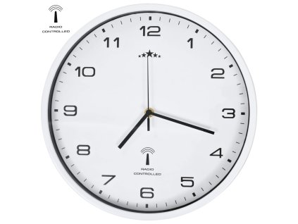 Rádiem řízené nástěnné hodiny se strojkem Quartz 31 cm bílé 50616