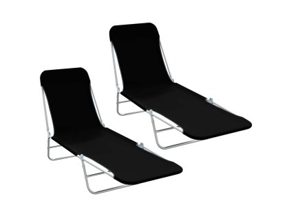 Skládací zahradní lehátka 2 ks ocel a látka černá 44300