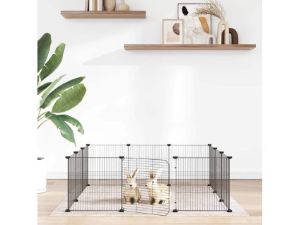 12dílná klec pro domácí mazlíčky s dvířky černá 35 x 35 cm ocelová 171626