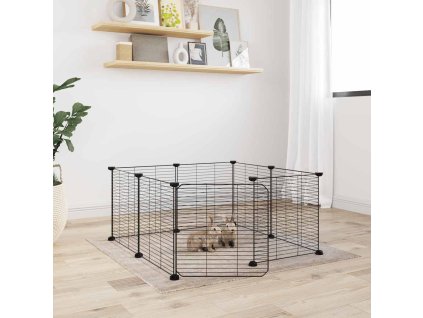 8dílná klec pro domácí mazlíčky s dvířky černá 35 x 35 cm ocel 171625