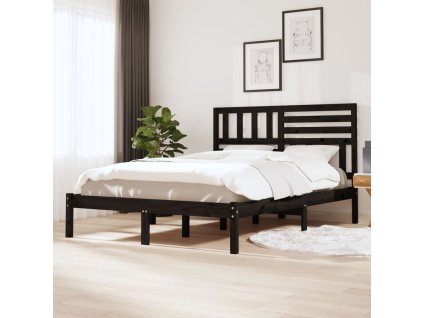 Rám postele černý 150 x 200 cm King Size masivní borovice 3101032