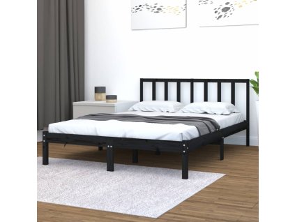 Rám postele černý masivní borovice 150 x 200 cm King Size 3105080