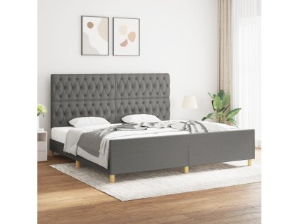 Rám postele s čelem tmavě šedý 200x200 cm textil 3125325