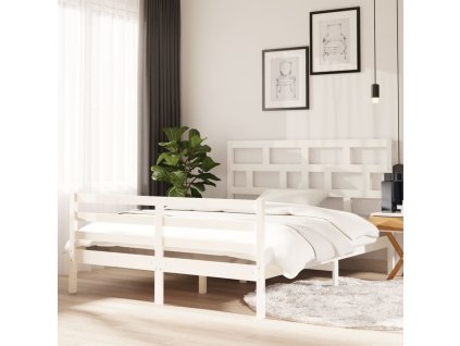 Rám postele bílý masivní dřevo 150 x 200 cm King Size 3101289