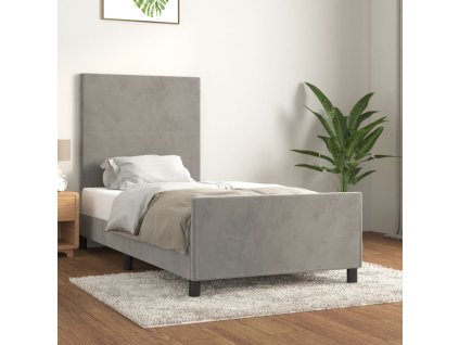 Rám postele bez matrace světle šedá 100 x 200 cm samet 3125617