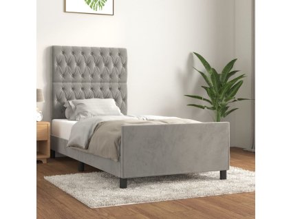 Rám postele bez matrace světle šedá 100 x 200 cm samet 3125922