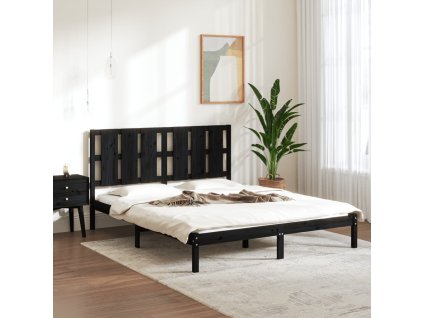 Rám postele černý masivní dřevo 150 x 200 cm King Size 3105609