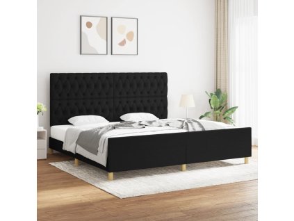 Rám postele s čelem černý 200x200 cm textil 3125326