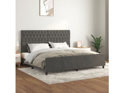 Rám postele bez matrace tmavě šedý 200 x 200 cm samet 3125959