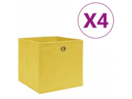 Úložné boxy 4 ks netkaná textilie 28 x 28 x 28 cm žluté