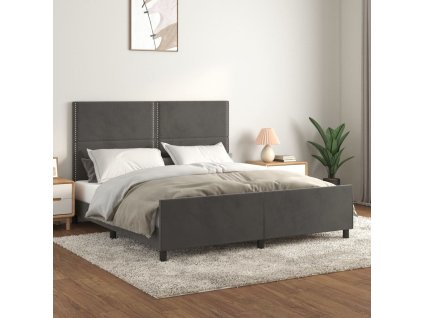 Rám postele s čelem tmavě šedý 180x200 cm samet 3125709