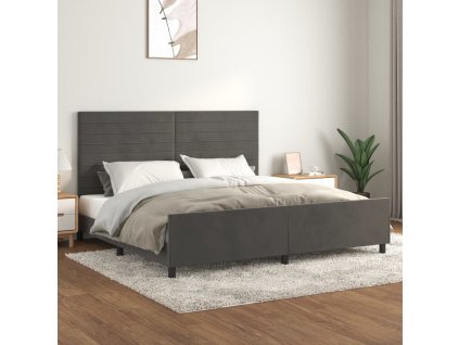 Rám postele bez matrace tmavě šedý 200 x 200 cm samet 3125837