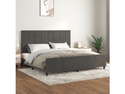 Rám postele bez matrace tmavě šedý 200 x 200 cm samet 3125776