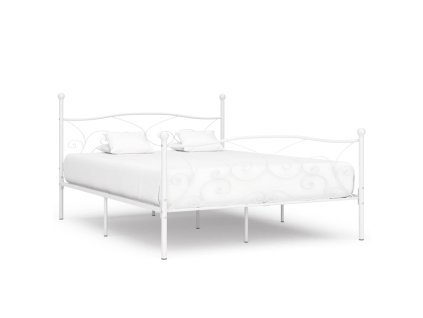 Rám postele s laťkovým roštem bílý kov 200 x 200 cm 284453