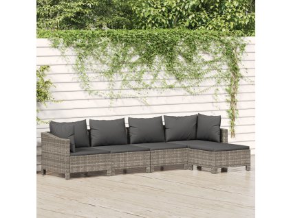 5dílná zahradní sedací souprava s poduškami šedá polyratan 3187270