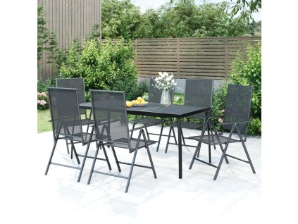 7dílný zahradní jídelní set antracitový ocel 3187981