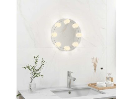 Nástěnné zrcadlo bez rámu s LED osvětlením kulaté sklo 3078646