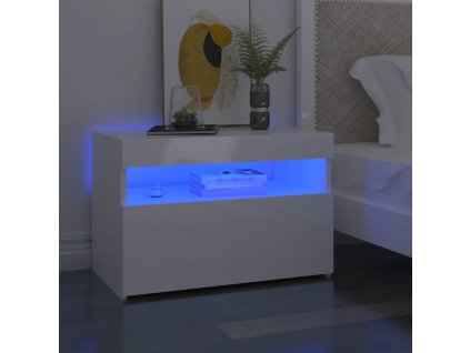 Noční stolky s LED osvětlením 2 ks bílé vysoký lesk 60x35x40 cm 3082787