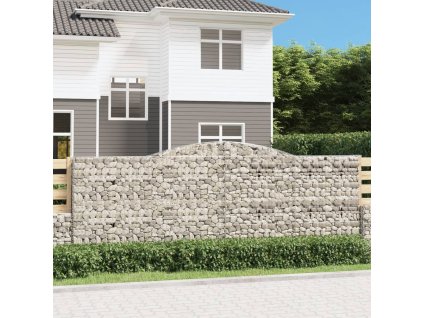 Klenuté gabionové koše 3 ks 400x50x140/160cm pozinkované železo 3147023