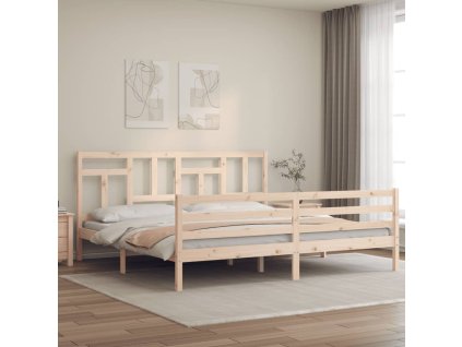 Rám postele s čelem 200 x 200 cm masivní dřevo 3194981