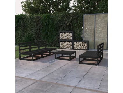 6dílná zahradní sedací souprava černá masivní borovice 3075313