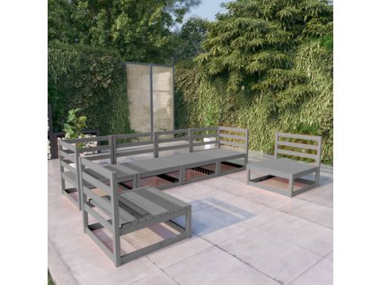 6dílná zahradní sedací souprava šedá masivní borovice 3075401