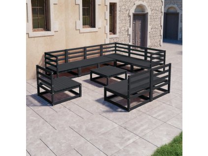 10dílná zahradní sedací souprava černá masivní borovice 3075793