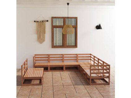 9dílná zahradní sedací souprava medově hnědá masivní borovice 3075857