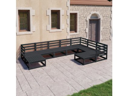 9dílná zahradní sedací souprava černá masivní borovice 3075758